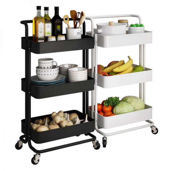 CARRITO ORGANIZADOR DE 3 NIVELES CON ASA Y BANDEJA PLASTICA