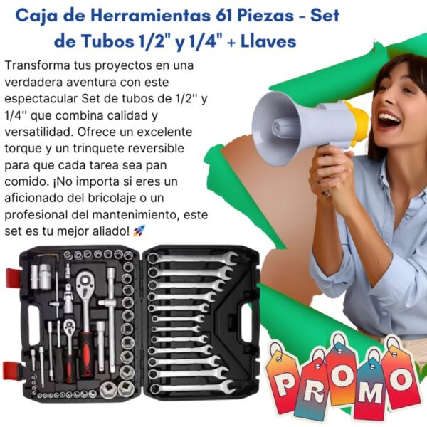 CAJA DE HERRAMIENTAS DE 61 PIEZAS - Imagen 2