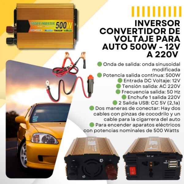 CONVERSOR INVERSOR  DE 500WATTS - Imagen 2