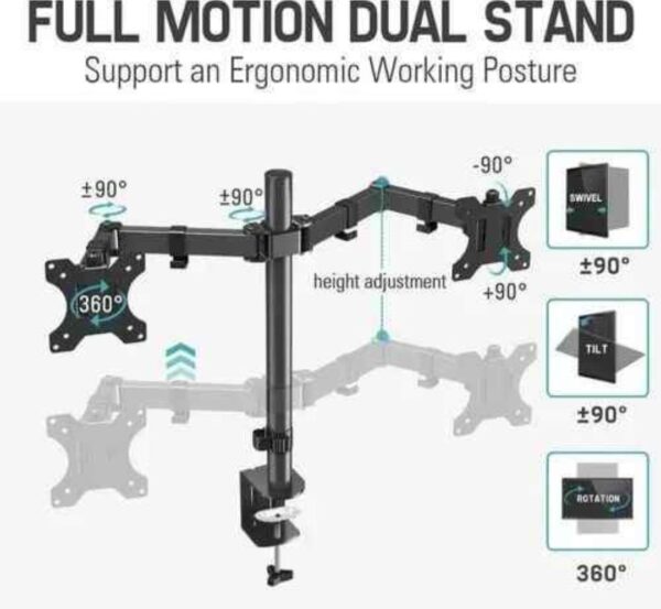 SOPORTE DE MESA PARA MONITOR DOBLE DE 15 " A 33" - Imagen 2