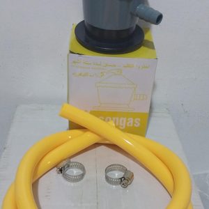 KIT REGULADOR DE VALVULA DE GAS  CON MANGUERA Y ABRAZADERA