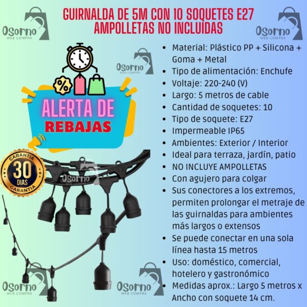 GUIRNALDA PARA AMPOLLETA  DE SOCATE 5 METROS - Imagen 4