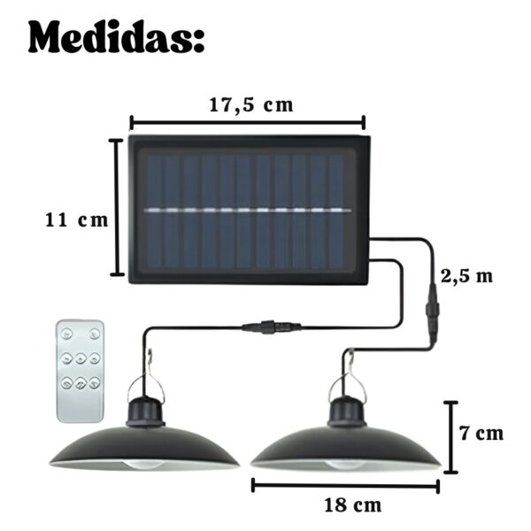 LAMPARA CON PANEL SOLAR DOBLE - Imagen 5
