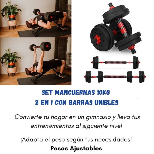 JUEGO DE MANCUERNAS Y PESAS DE 10 KILOS - Imagen 4