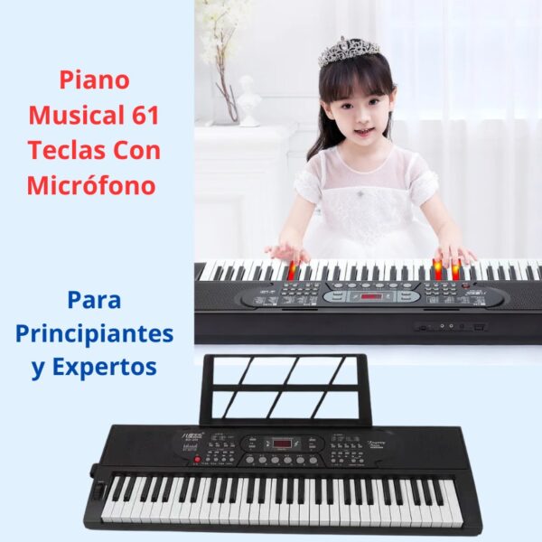 PIANO MUSICAL DE 61 TECLAS COLOR NEGRO - Imagen 3