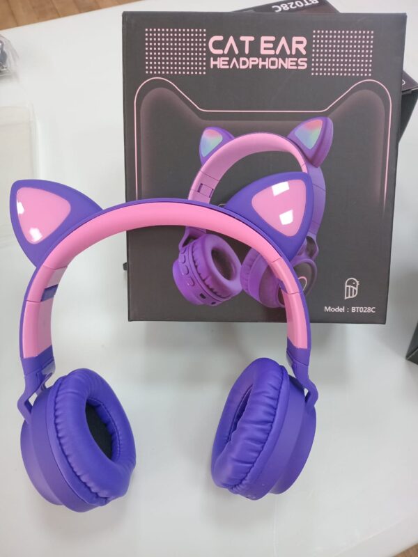 AUDIFONOS CON OREJA DE GATO MORADO - Imagen 2