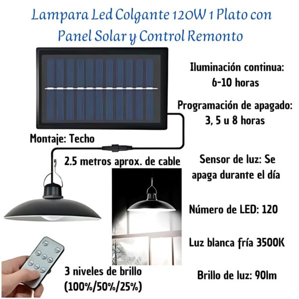 LAMPARA LED CON PANEL SOLAR SIMPLE - Imagen 3