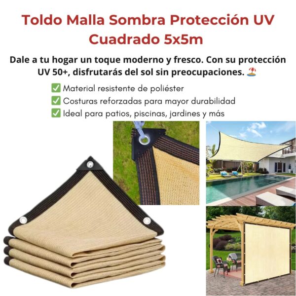 TOLDO VELA MALLA CUADRADO 5X5