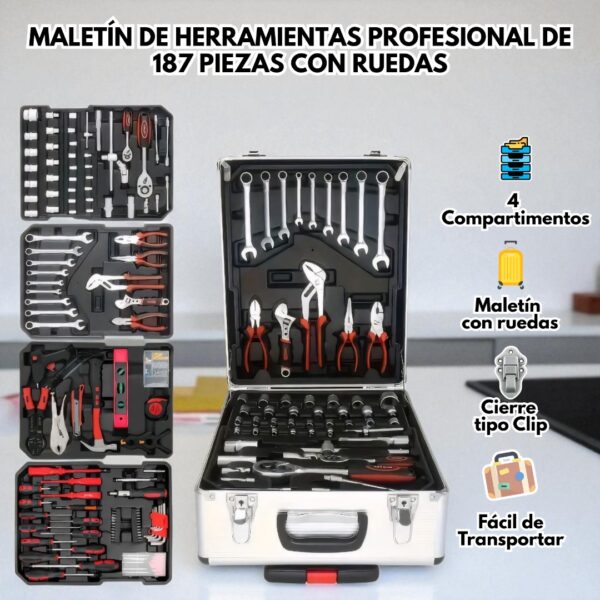 MALETA CON KIT DE HERRAMIENTAS DE 187 PIEZAS - Imagen 3