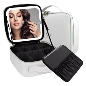 MALETA ORGANIZADORA  DE MAQUILLAJE CON ESPEJO LED
