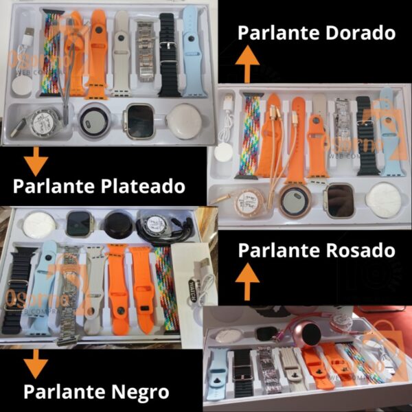 RELOJ SMART WATCH D99 PLUS 7+4 - 7 CORREAS+AUDIFONOS+PARLANTE+CABLE 3 EN 1 - Imagen 2