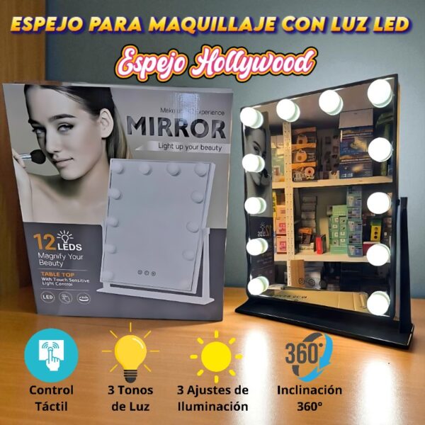 ESPEJO PARA MAQUILLAJE CON LUZ LED