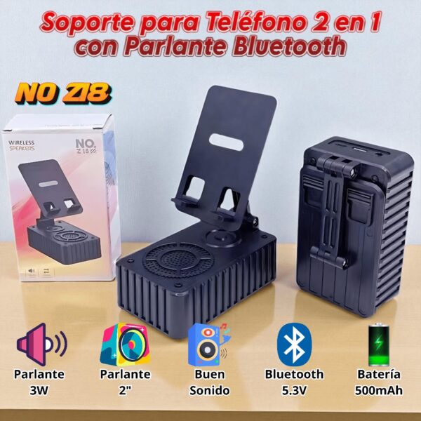 SOPORTE DE TELEFONO CON PARLANTE BLUETOOTH NO Z18