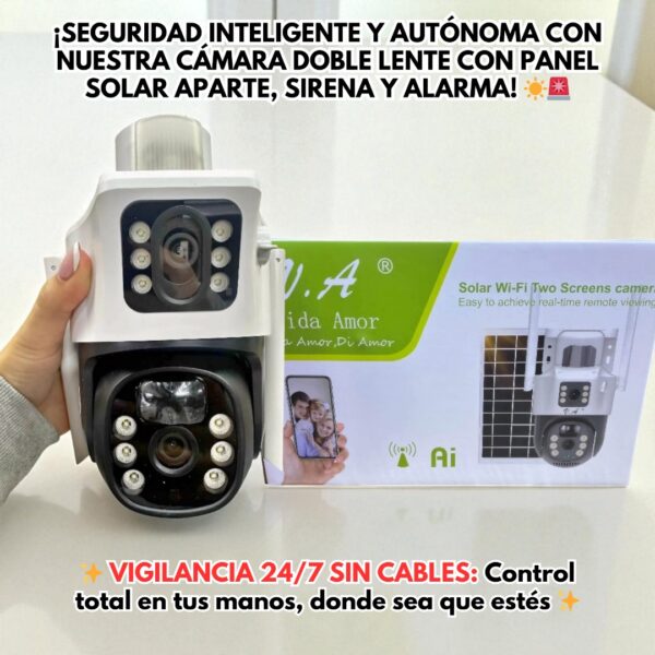 CAMARA DOBLE LENTE CON PANEL SOLAR - Imagen 2