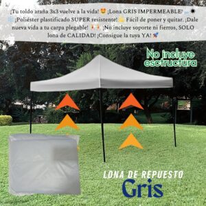 TOLDO CON ESTRUCTURA 3X3 LONA GRIS