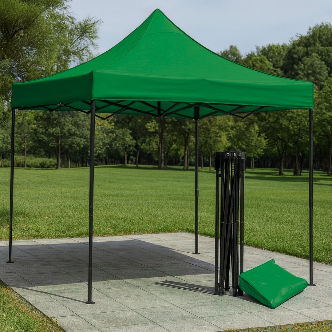 TOLDO CON ESTRUCTURA 3X3 LONA VERDE