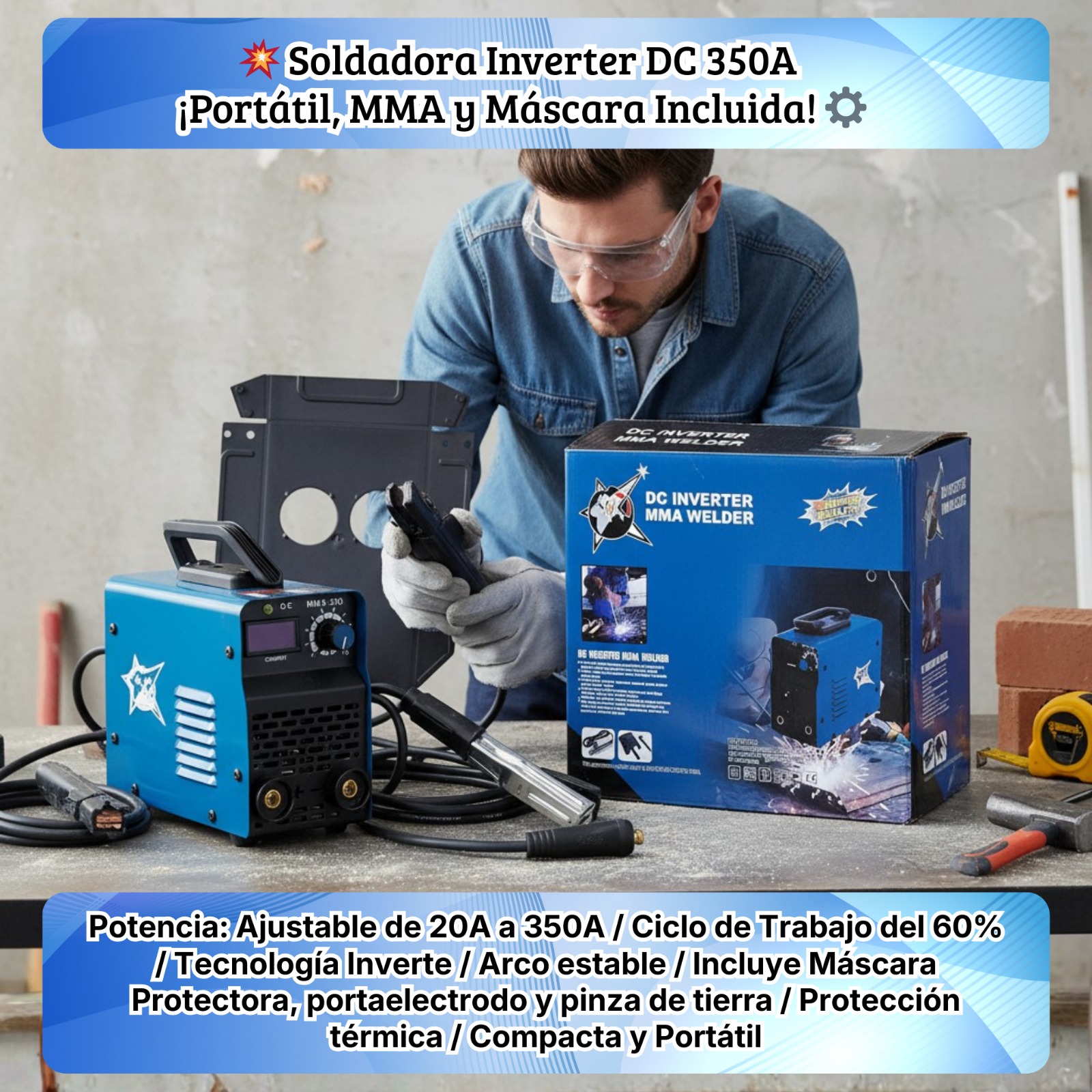 MAQUINA DE SOLDAR INVERTER DC MMA 350A - Imagen 2