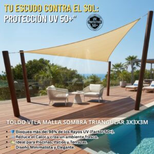 TOLDO VELA MALLA TRIANGULAR 3X3X3