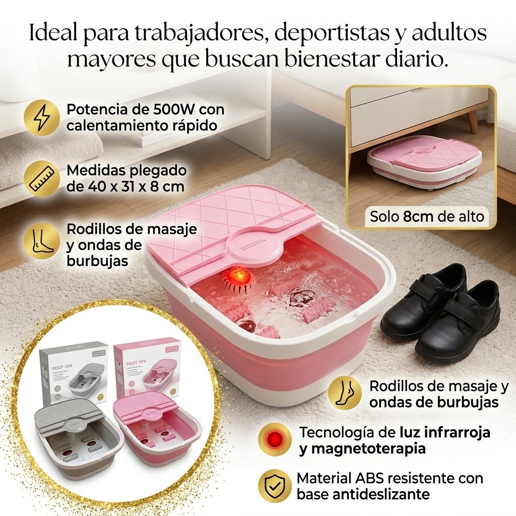 Hidromasajeador de Pies Plegable con Calefacción y Masaje Rodillos - Imagen 2