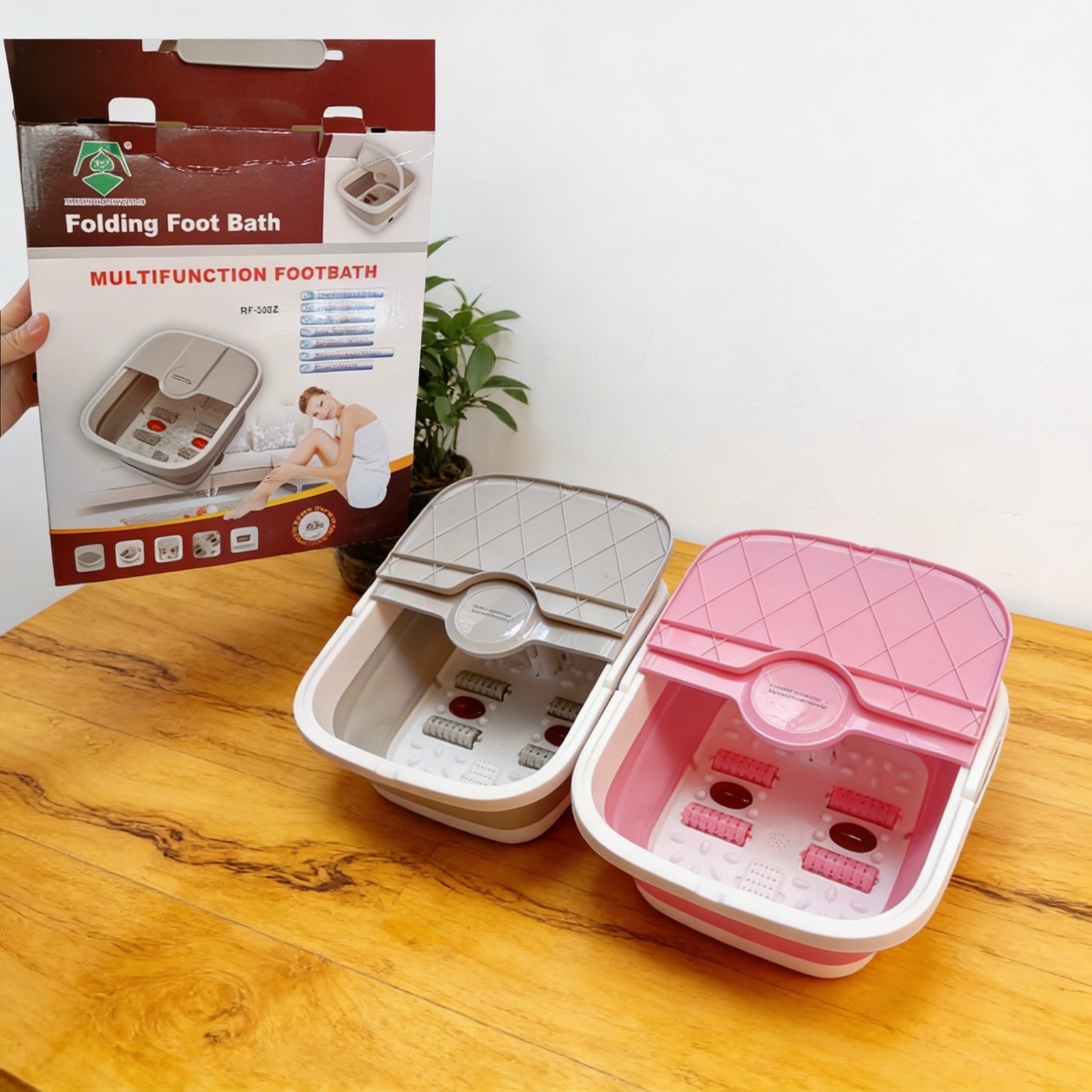 Hidromasajeador de Pies Plegable con Calefacción y Masaje Rodillos
