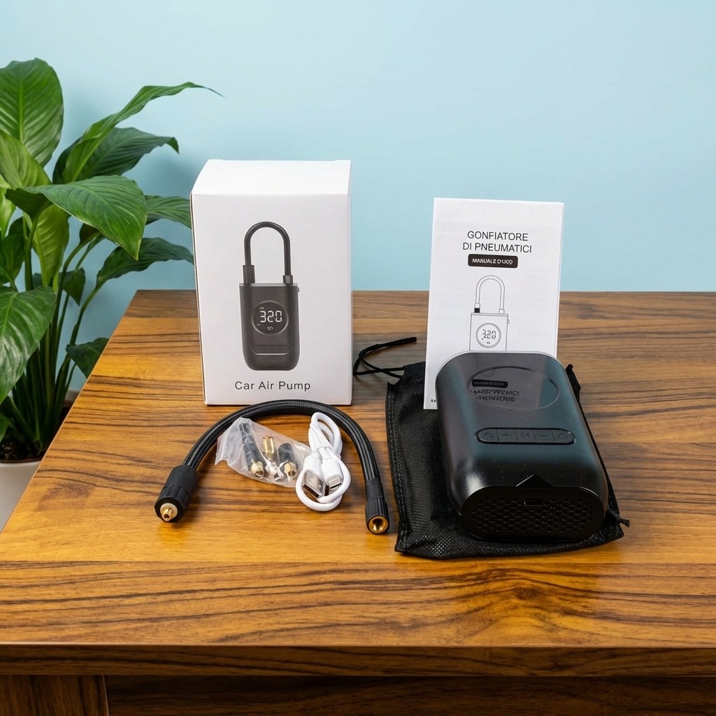 Mini Compresor de Aire Inalámbrico USB con Linterna para Motos y Bicicletas